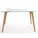 Charles Jacobs 1.2m Dining Table With Solid Wood Oak Legs And Clear Glass Top For 4-6 Seats - Premium Quality
