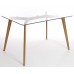 Charles Jacobs 1.2m Dining Table With Solid Wood Oak Legs And Clear Glass Top For 4-6 Seats - Premium Quality