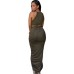 Bestime Womens Olive Faux Suede Two Piece Maxi Skirt Set One Size