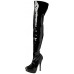 Ladies Womens Sexy Stilleto Stretchy Over The Knee Stretch Wide Fit Black Thigh High Boots Size (uk 5, Black Patent)