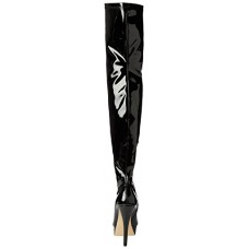 Ladies Womens Sexy Stilleto Stretchy Over The Knee Stretch Wide Fit Black Thigh High Boots Size (uk 5, Black Patent)