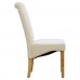 6 X 1home Leather Ivory Dining Chair W Oak Finish Wood Legs Roll Top High Back