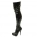 By Tilly London Ladies Womens Sexy Stilleto Stretchy Over The Knee Stretch Wide Fit Black Thigh High Boots Size 3 4 5 6 7 8 9 10 11 Shoes (uk 6, Black Patent)