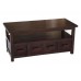 Homescapes Mangat Coffee Table Cum Tv Unit, 100% Mango Wood Furniture, Walnut Shade. 110 X 50 X 50 Cm