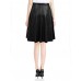 Allegra K Ladies Concealed Zipper Side Spring Imitation Leather Skirt Black M