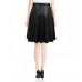 Allegra K Ladies Concealed Zipper Side Spring Imitation Leather Skirt Black M