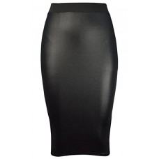 New Womens Plus Size Shinny Wetlook Pvc Skirts Tops Dress 20-22 Wetlook Midi Skirt