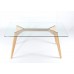 Charles Jacobs Dining Table With Solid Wood Oak Legs And Clear Glass Top For 4-6 Seats - Premium Quality Chelsea Range Furniture