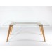 Charles Jacobs Big Dining Table With Solid Wood Oak Legs And Clear Glass Top For 6-8 Seats - Premium Quality Chelsea Range Furniture