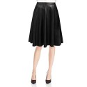 Allegra K Ladies Concealed Zipper Side Spring Imitation Leather Skirt Black M