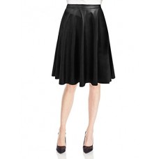 Allegra K Ladies Concealed Zipper Side Spring Imitation Leather Skirt Black M