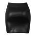 Fashion Factor Womens Ladies Black Wet Look Pvc Shiny Thin Band Short Mini Bodycon Skirt