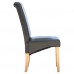6 X 1home Leather Black Dining Chair W Oak Finish Wood Legs Roll Top High Back