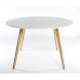 Charles Jacobs Round Retro Dining Table With Solid Wood Oak Legs And White Matt Mdf Top For 4 Seats - Premium Quality Knightsbridge Range Furniture