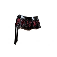 Phaze Womens Sexy Pvc Burlesque Blossom Print Tie Side Elektra Micro Mini - Black/red L