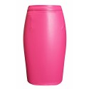 Ladies Pu Pvc Faux Leather Mini Skirt Bodycon Womens Midi Pencil Party Zip#(hot Pink Pvc Mini Skirt# Xsmall Uk 6)