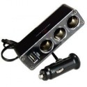 Guilty Gadgets ® - Triple Car Charger Socket And Usb Charger And Extension For All Devices Including Mobile Phones, Pda, Tomtom, Sat Nav, Tablets Including Samsung Galaxy S2 I9100, S3 I9300, S4 I9500 , Note, Tab, Asus, Nexus, S, 2, 3, 4, 5, 6, 7, 10, Blac