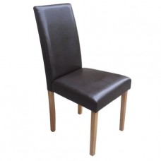 Set Of 4 Brown Leather Look Contemporary Dining Chairs