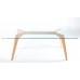 Charles Jacobs Extra Large Dining Table With Solid Wood Oak Legs And Clear Glass Top For 6-8 Seats - Premium Quality Chelsea Range Furniture