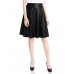 Allegra K Ladies Concealed Zipper Side Spring Imitation Leather Skirt Black M