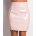 New Womens Ladies Celebrity Inspired Wet Look Mini Skirt (uk 14, Nude Pink)