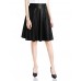 Allegra K Women Flouncing Hem Slim Fit Spring Imitation Leather Skirt Black Xl