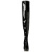 Ladies Womens Sexy Stilleto Stretchy Over The Knee Stretch Wide Fit Black Thigh High Boots Size (uk 5, Black Patent)