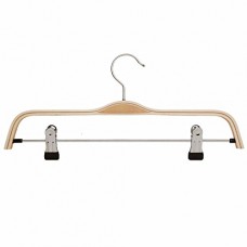 Lohas Home® H03 10-pack Light Wood Skirt Hangers, Sturdy Wood Pants Hangers, Wood Trousers Hangers, Wood Clothes Hangers With Polished Hooks And Clips