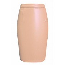 Ladies Pu Pvc Faux Leather Mini Skirt Bodycon Womens Midi Pencil Party Zip#(peach Pvc Mini Skirt# Largeuk 12)
