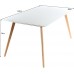 Charles Jacobs 1.6m Retro Rectangle Dining Table With Solid Oak Wood Legs And White Matt Mdf Top For 4 - 6 Seats - Premium Quality Knightsbridge Range Furniture