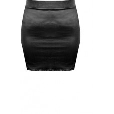 Lush Clothing B37-black Wet Look Shinny Faux Leather Short Pvc Mini Skirt-size-new - M/l=uk 12-14