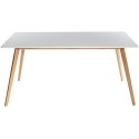 Charles Jacobs 1.6m Retro Rectangle Dining Table With Solid Oak Wood Legs And White Matt Mdf Top For 4 - 6 Seats - Premium Quality Knightsbridge Range Furniture