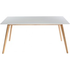 Charles Jacobs 1.6m Retro Rectangle Dining Table With Solid Oak Wood Legs And White Matt Mdf Top For 4 - 6 Seats - Premium Quality Knightsbridge Range Furniture