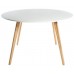 Charles Jacobs Round Retro Dining Table With Solid Wood Oak Legs And White Matt Mdf Top For 4 Seats - Premium Quality Knightsbridge Range Furniture