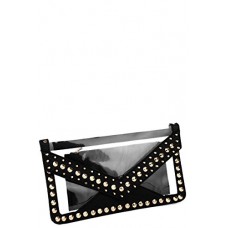 Studded Pvc Envelope Clutch Bag Black