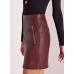 Achicgirl Women's Pu Leather Zipper Bodycon Mini Skirt, Brown S