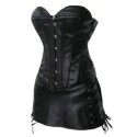 Sexy Goth Punk Faux Leather Corset Bustier Top Skirt/mini Dress Plus Size (uk(14-16) 2xl, Black)