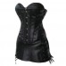 Sexy Goth Punk Faux Leather Corset Bustier Top Skirt/mini Dress Plus Size (uk(14-16) 2xl, Black)