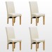 4 X 1home Leather Ivory Dining Chair W Oak Finish Wood Legs Roll Top High Back