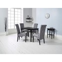 New Black Dining Room Table Set With 4 Chairs Solid Veneer Oak Dinner Food Drinks Tables (dark Grey & Grey Stripes)
