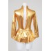 Shiny Metallic Long Sleeve High Neck Leotard Skirt With Gold (ar04) Men Size L (japan Import)