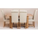 Hampton Solid Oak (120 - 160 Cm) Extending Dining Table & 6 Ivory Washington Chairs
