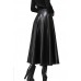 Zeagoo Women Winter Synthetic Leather High Waist Midi Maxi Long Skirt (medium, Long Black)