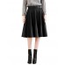 Allegra K Lady Concealed Zipper Side Slim Spring Imitation Leather Skirt Black L