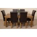 French Rustic Solid Oak 180 Diing Table & 6 Brown Washington Dining Chairs