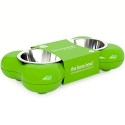Hing Designs The Bone Bowl With Non Slip Rubber Feet And Dishwasher Safe Removable Stainless Steel Bowls, Green