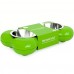 Hing Designs The Bone Bowl With Non Slip Rubber Feet And Dishwasher Safe Removable Stainless Steel Bowls, Green