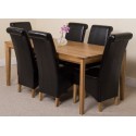 Bevel Solid Oak 180 Dining Room Table With 6 Or 8 Montana Leather Chairs *available With 6 Or 8 Chairs In 4 Colours* (6, Black)