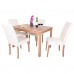 Oakden 5 Pcs Oak Dining Table And 4 X Faux Leather High Back Chair Set Wood (cream)