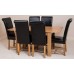 Hermosa Windsor Extendable Dining Table And 6 Washington Chairs With Lacquer Finish, Solid Oak/leather, Black, Small, 120 X 80 X 76 Cm